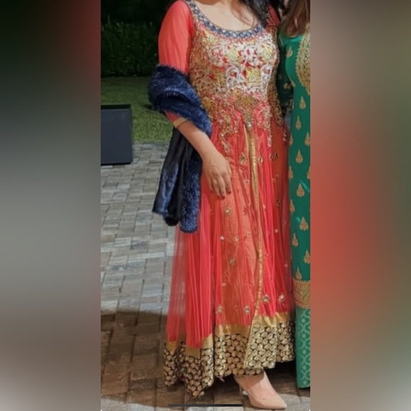 Elegant Red and Gold Embellished Gown - Picture 1 of 1